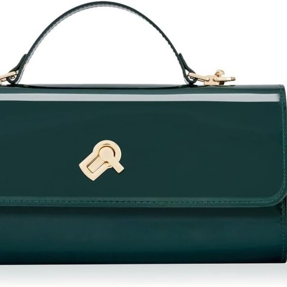 Women Metallic PU Leather Evening Clutch Purse Handbag Crossbody Shoulder Bag Sq - Picture 3 of 8